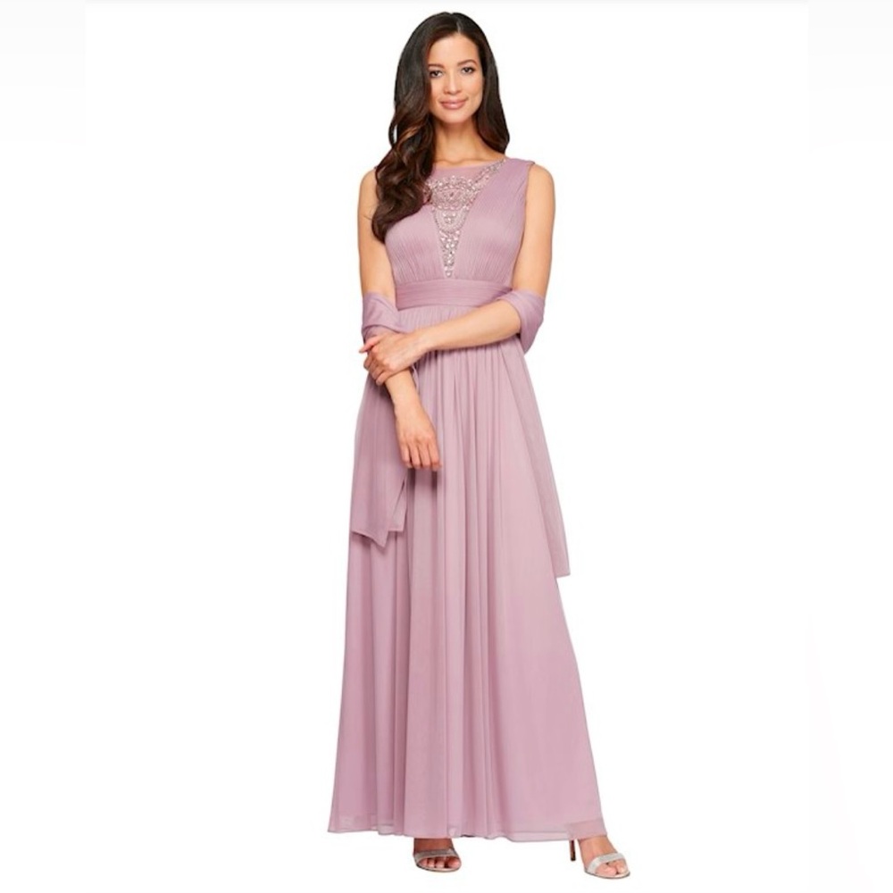 Alex Evenings Women's A-line Dress with Shawl